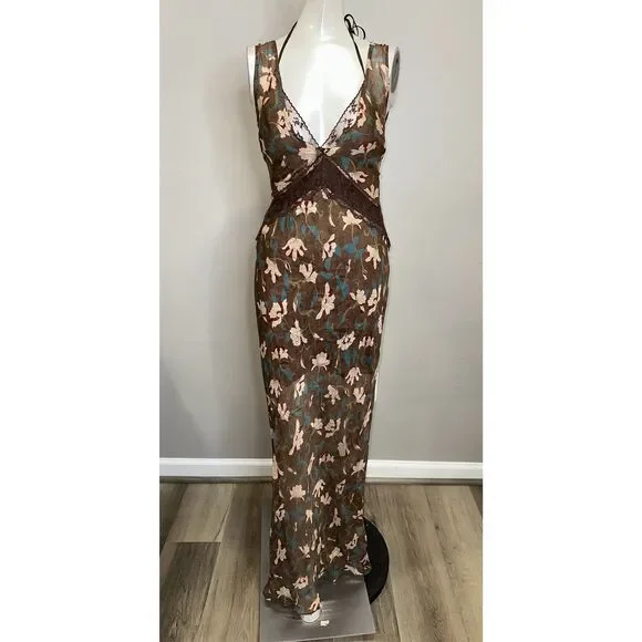 NWT SIR. Avellino Lace Layered Silk Chiffon Sleeveless Maxi Dress Sz 0 $560  - gtkart9.com